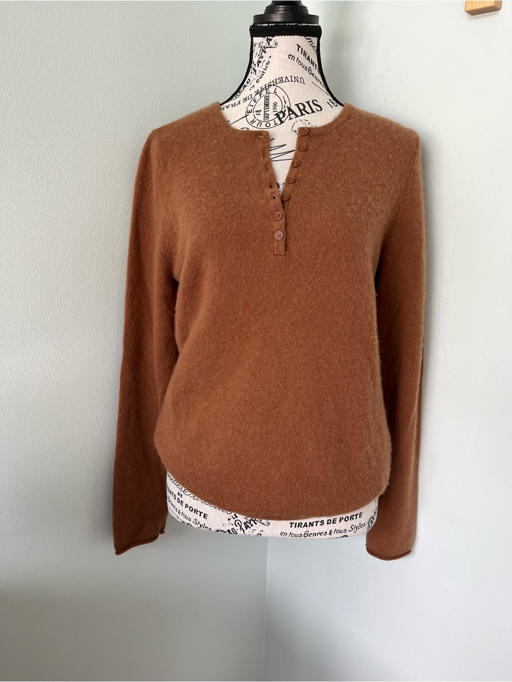 mercer & madison Cozy Henley Sweater in Warm Brown